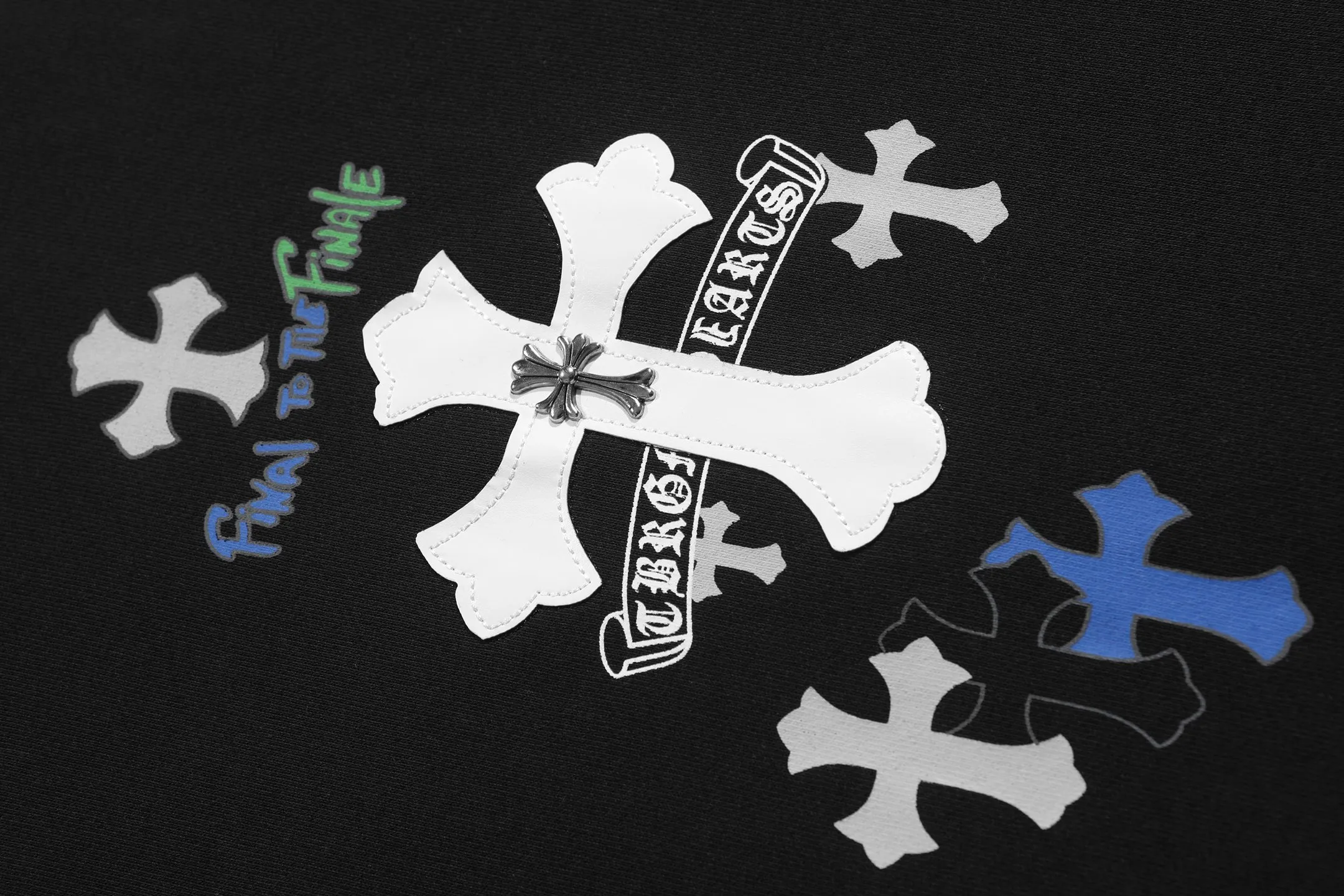 P270 Chrome Hearts Cross Slogan Metal Round Neck Sweatshirt Size: SMLXL Color: White Black